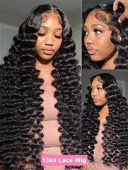 300 Density Loose Wave 13x4 HD Lace Front Wig 40 Inch Brazilian Curly Deep Wave
