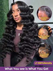 300 Density Loose Wave 13x4 HD Lace Front Wig 40 Inch Brazilian Curly Deep Wave