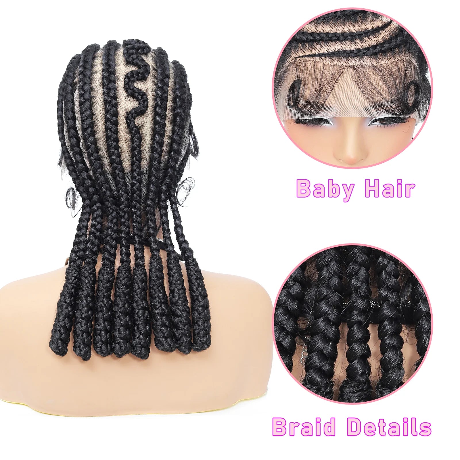 16 inch Synthetic Lacefront Cornrow Braided Wig