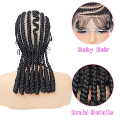 16 inch Synthetic Lacefront Cornrow Braided Wig