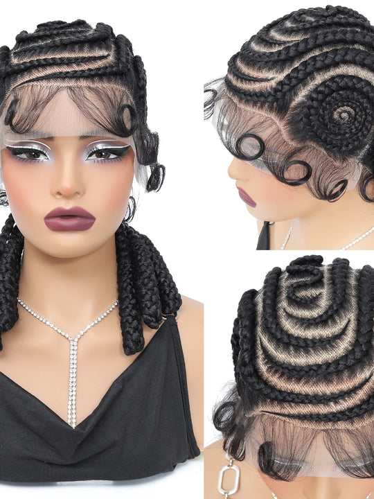 16 inch Synthetic Lacefront Cornrow Braided Wig