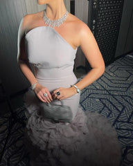 Strapless Evening Ruffle Dress