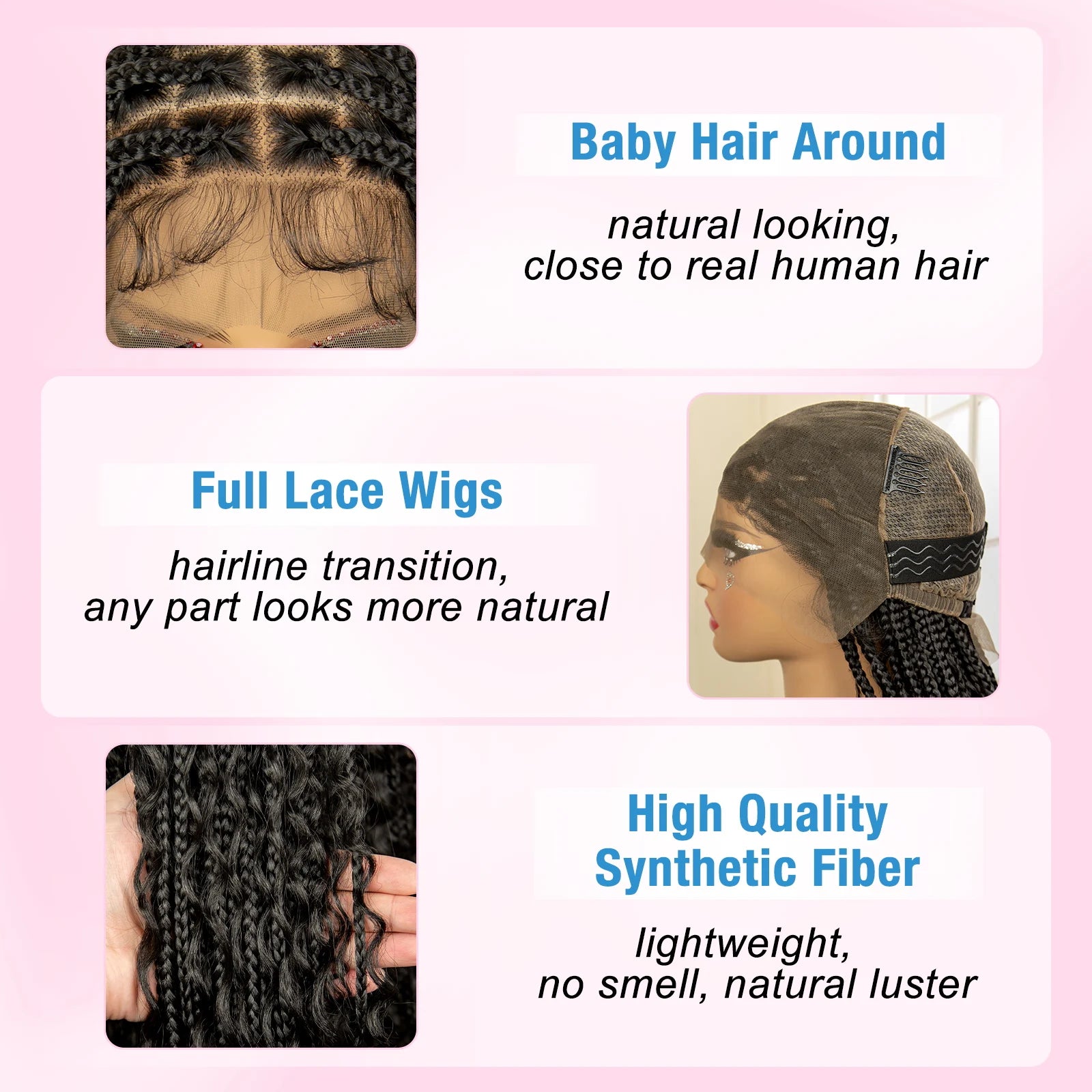 36 Inches Synthetic Braided Lacefront With Baby Hair