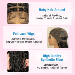 36 Inches Synthetic Braided Lacefront With Baby Hair