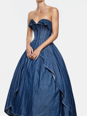 Vintage Denim Ballroom Dress