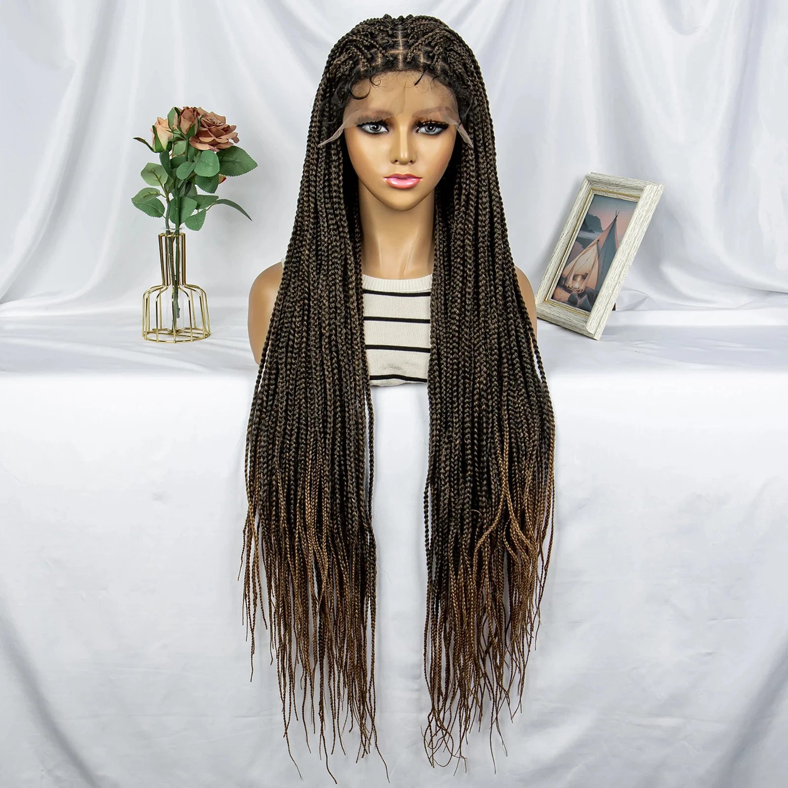 Synthetic Lace Front 36 inches Knotless Braided Wig
