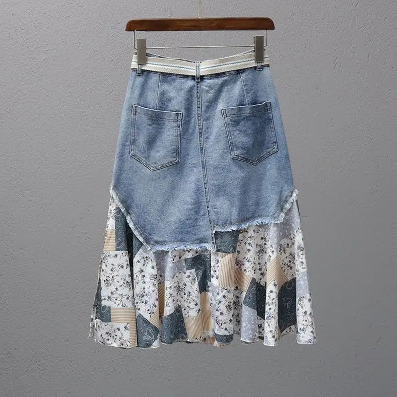 Denim Patchwork Skirt
