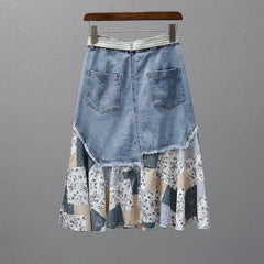 Denim Patchwork Skirt