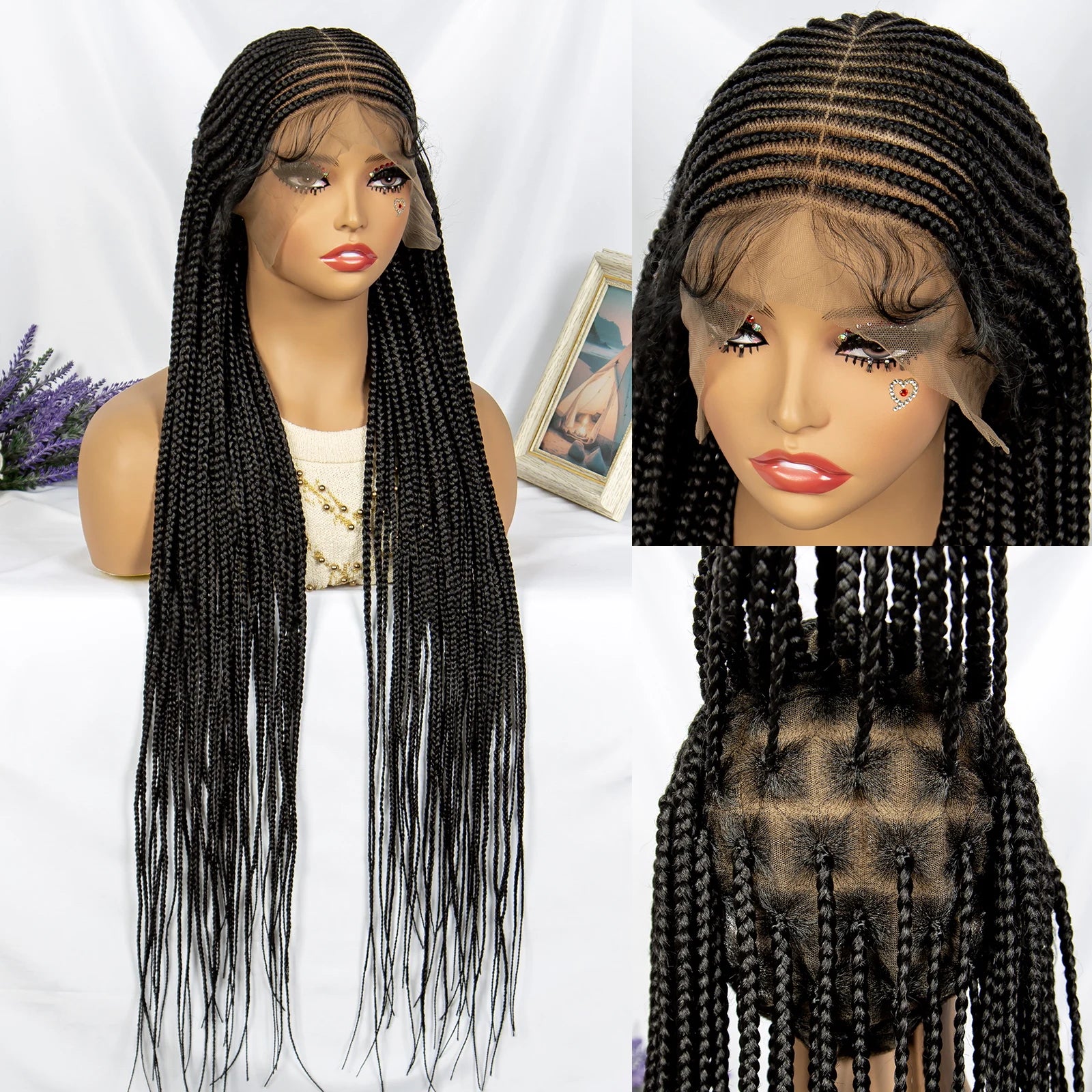 36 Inches Synthetic Black Knotless Box Braid Wig