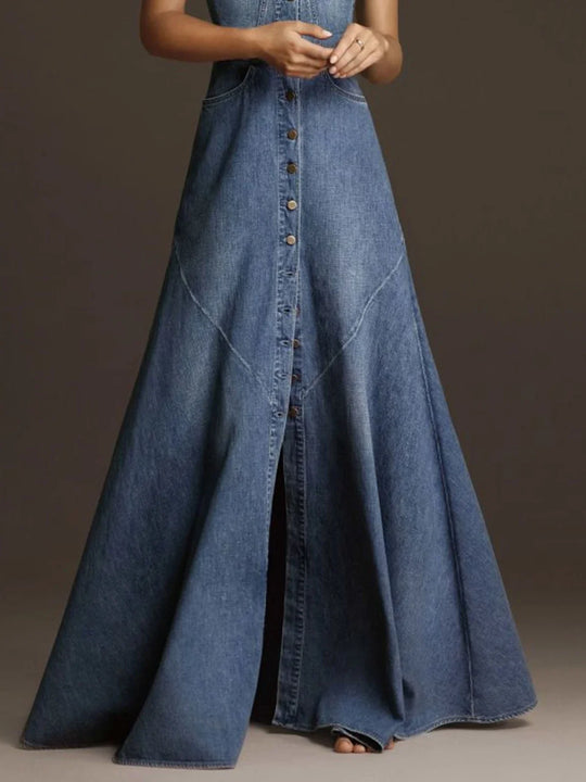 Square Bottom Denim Dress