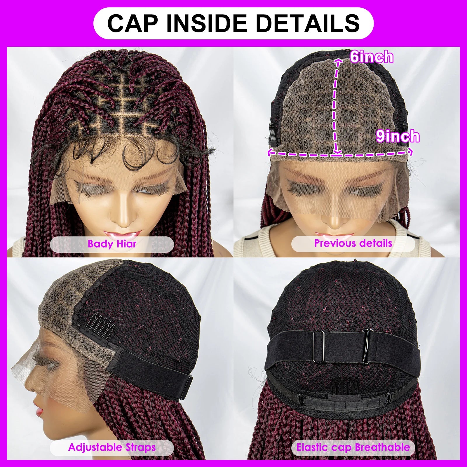 Synthetic Lace Front 36 inches Knotless Braided Wig