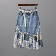 Denim Patchwork Skirt
