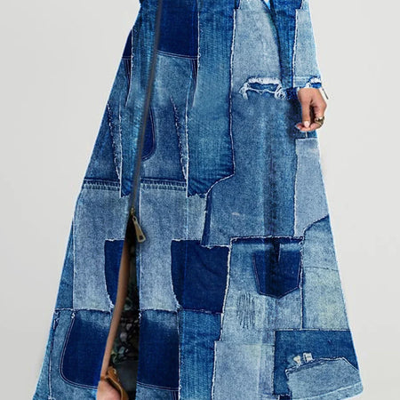 Long Sleeve Vintage Denim Dress