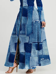 Long Sleeve Vintage Denim Dress
