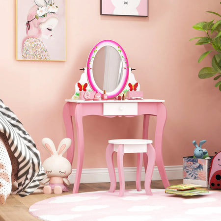 Kids Vanity Table Stool Set