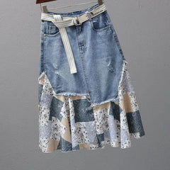 Denim Patchwork Skirt