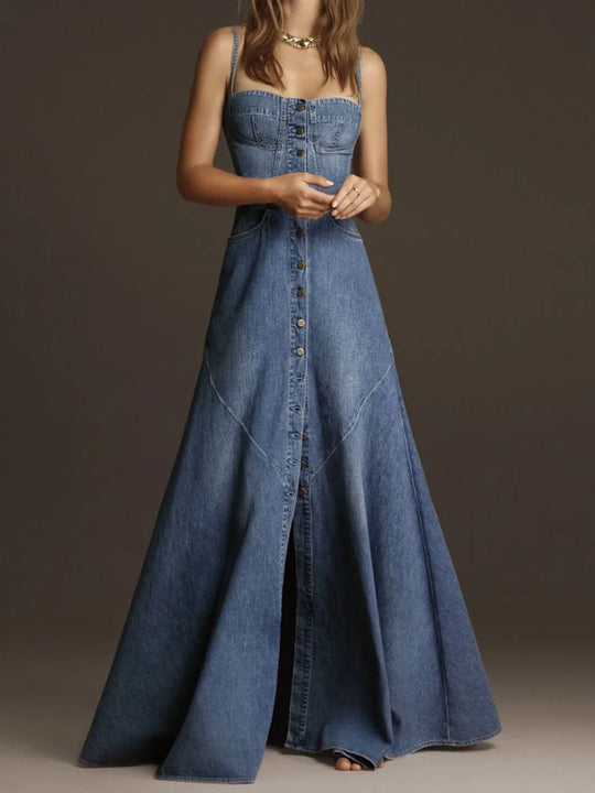 Square Bottom Denim Dress