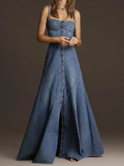 Square Bottom Denim Dress
