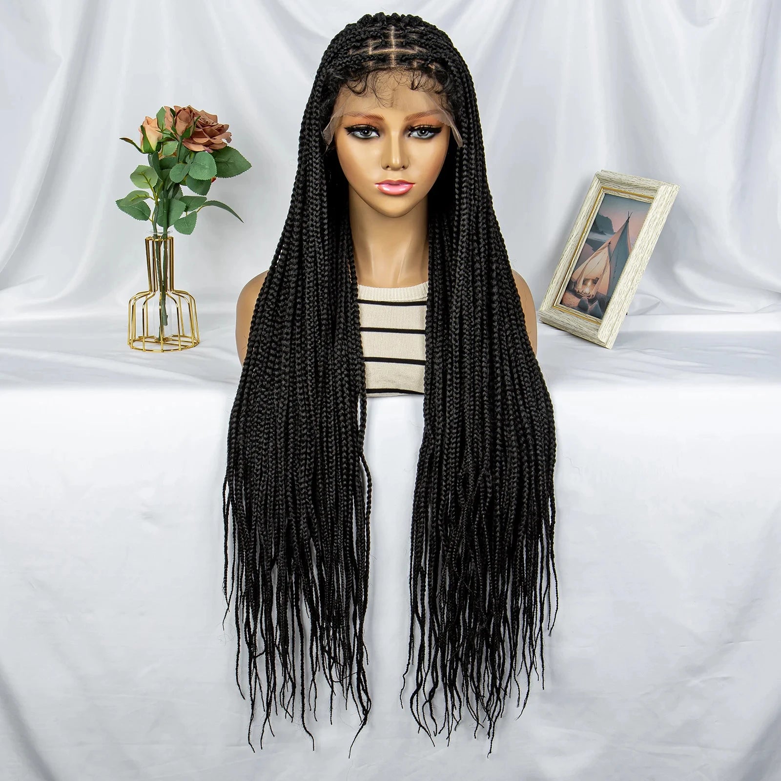 Synthetic Lace Front 36 inches Knotless Braided Wig