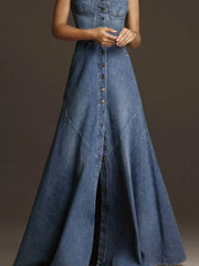 Square Bottom Denim Dress