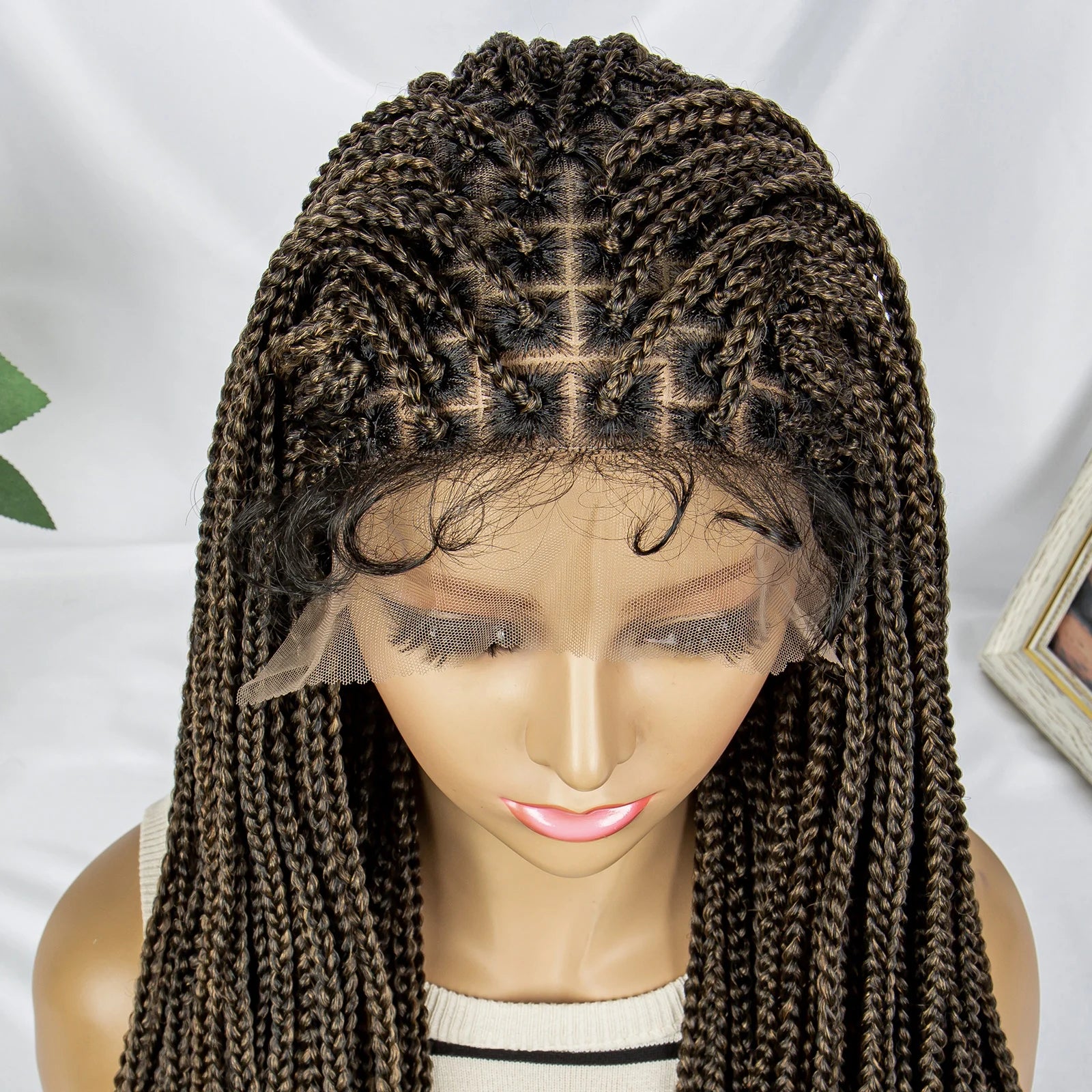 Synthetic Lace Front 36 inches Knotless Braided Wig