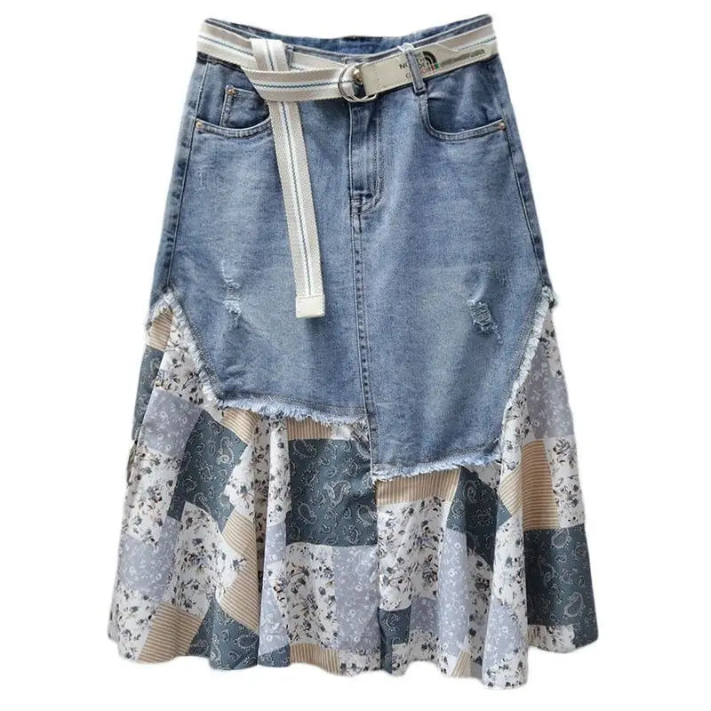 Denim Patchwork Skirt