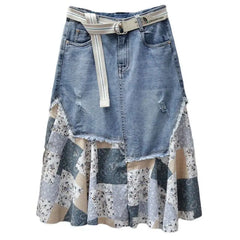 Denim Patchwork Skirt