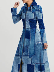 Long Sleeve Vintage Denim Dress
