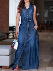 Square Bottom Denim Dress