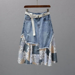 Denim Patchwork Skirt