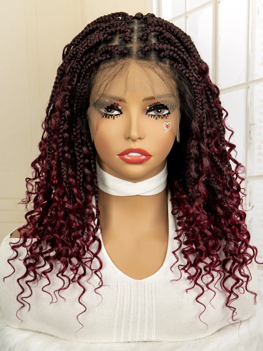 14 Inches Burgundy Box Braided Wig