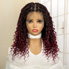 14 Inches Burgundy Box Braided Wig