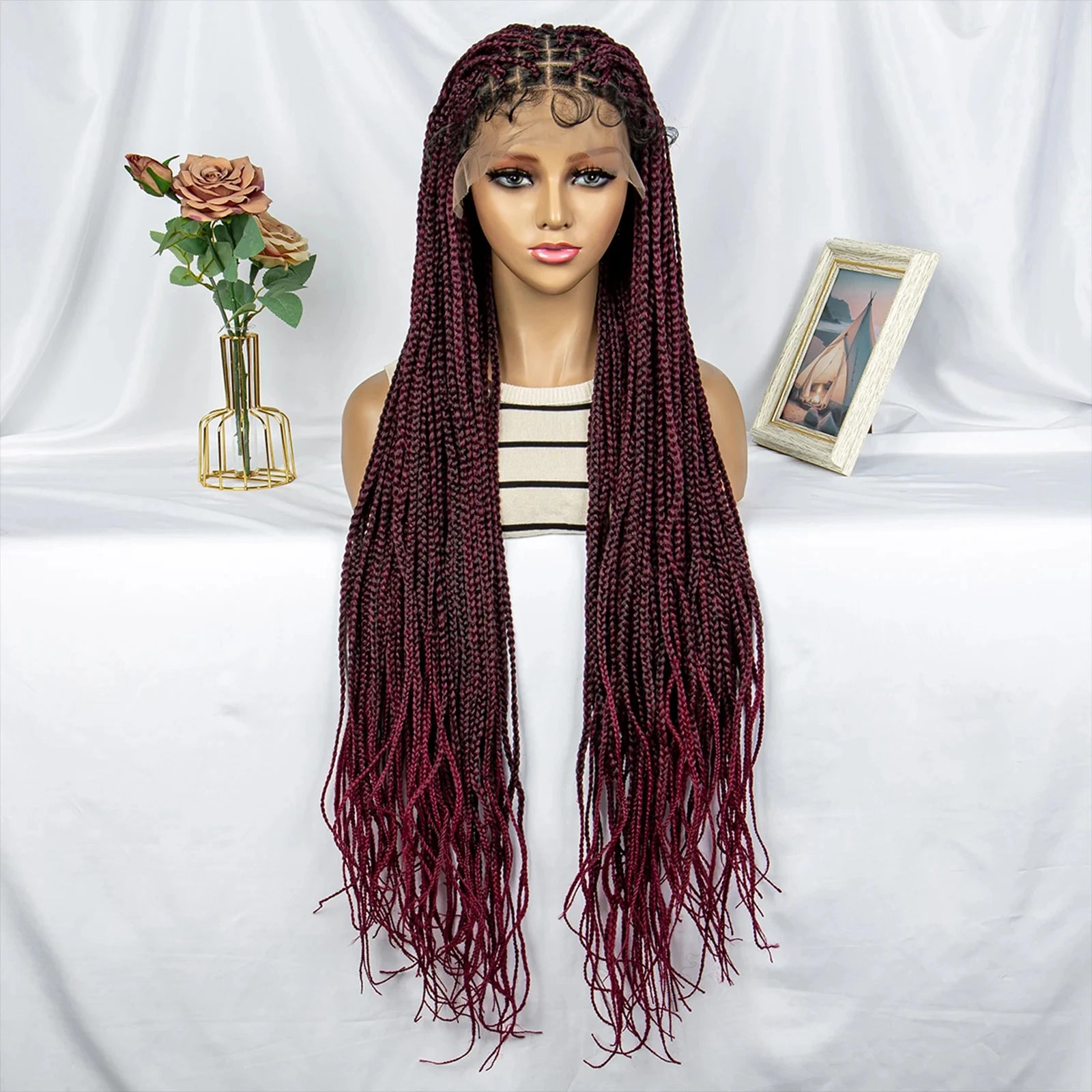 Synthetic Lace Front 36 inches Knotless Braided Wig