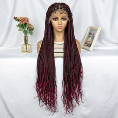 Synthetic Lace Front 36 inches Knotless Braided Wig