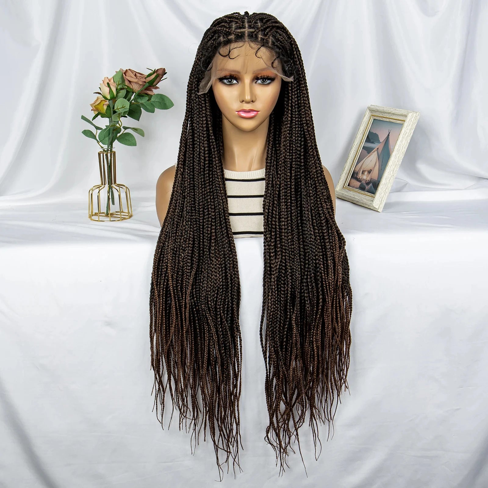 Synthetic Lace Front 36 inches Knotless Braided Wig