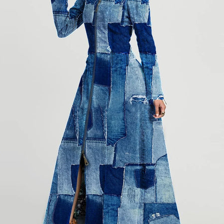 Long Sleeve Vintage Denim Dress