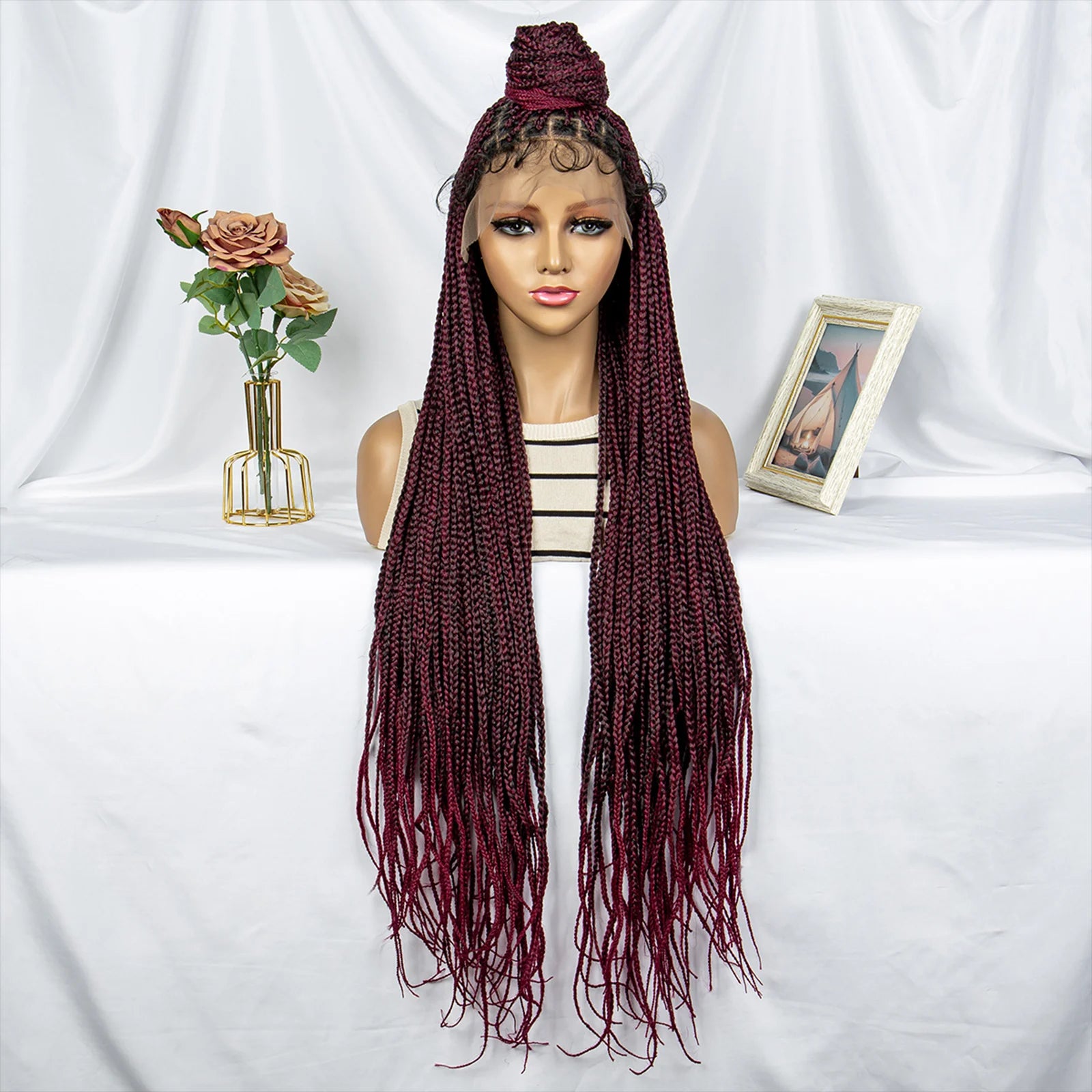 Synthetic Lace Front 36 inches Knotless Braided Wig