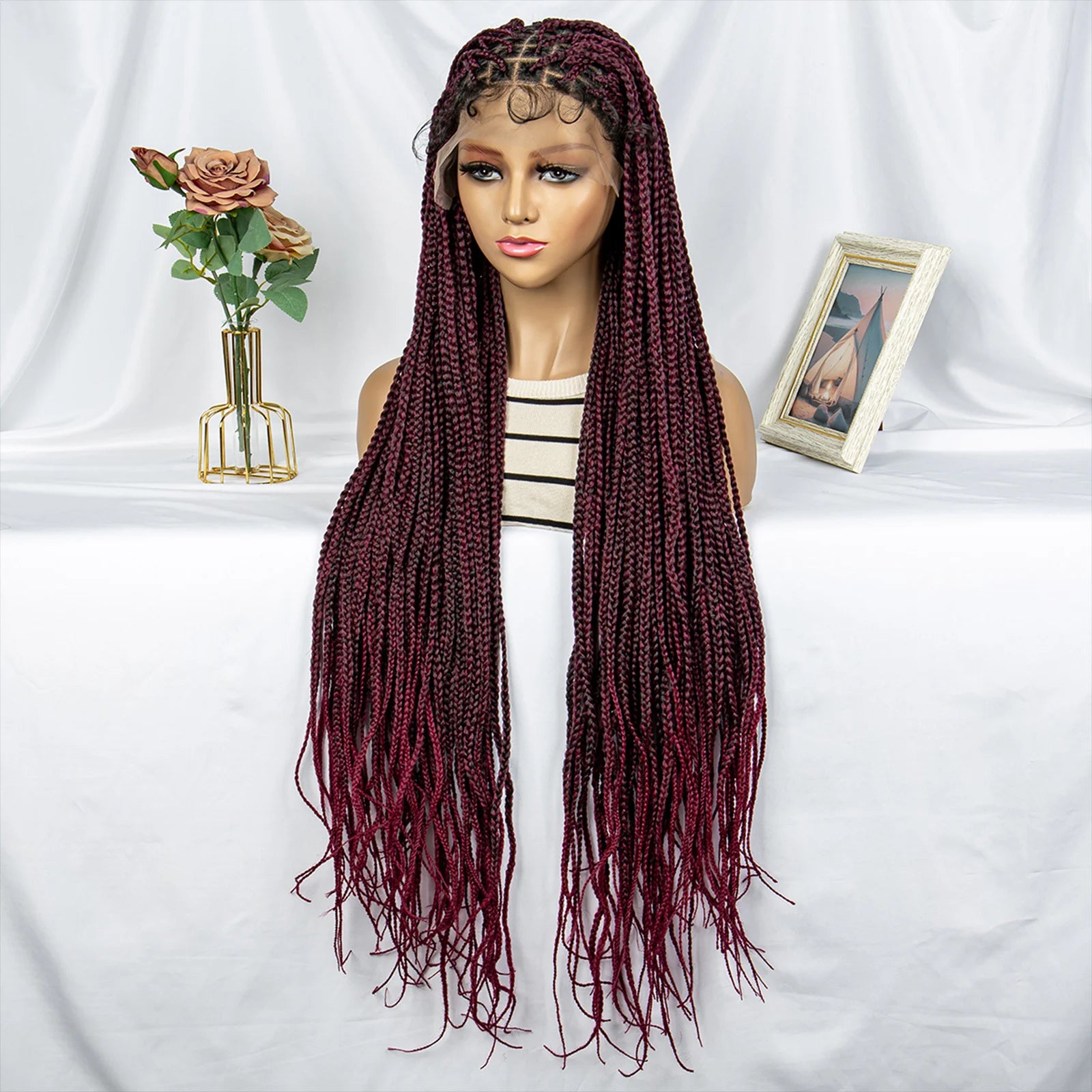 Synthetic Lace Front 36 inches Knotless Braided Wig