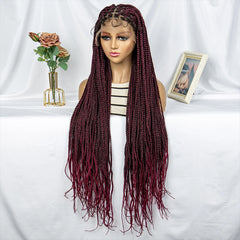 Synthetic Lace Front 36 inches Knotless Braided Wig