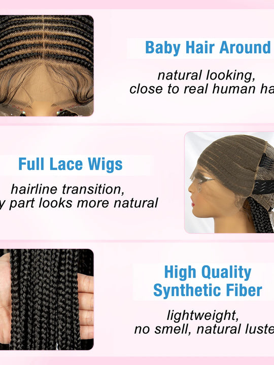 36 Inches Synthetic Black Knotless Box Braid Wig
