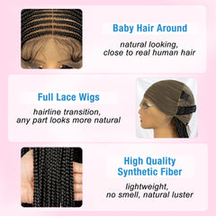 36 Inches Synthetic Black Knotless Box Braid Wig