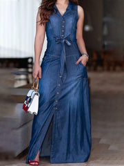 Square Bottom Denim Dress