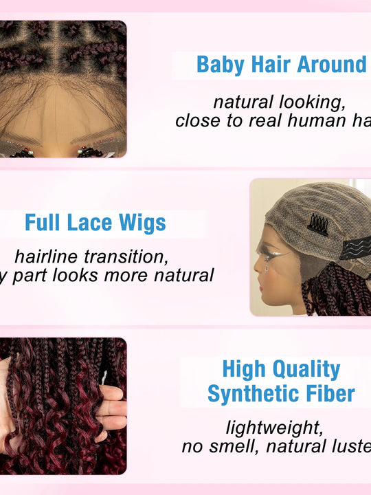 14 Inches Burgundy Box Braided Wig