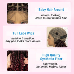 14 Inches Burgundy Box Braided Wig