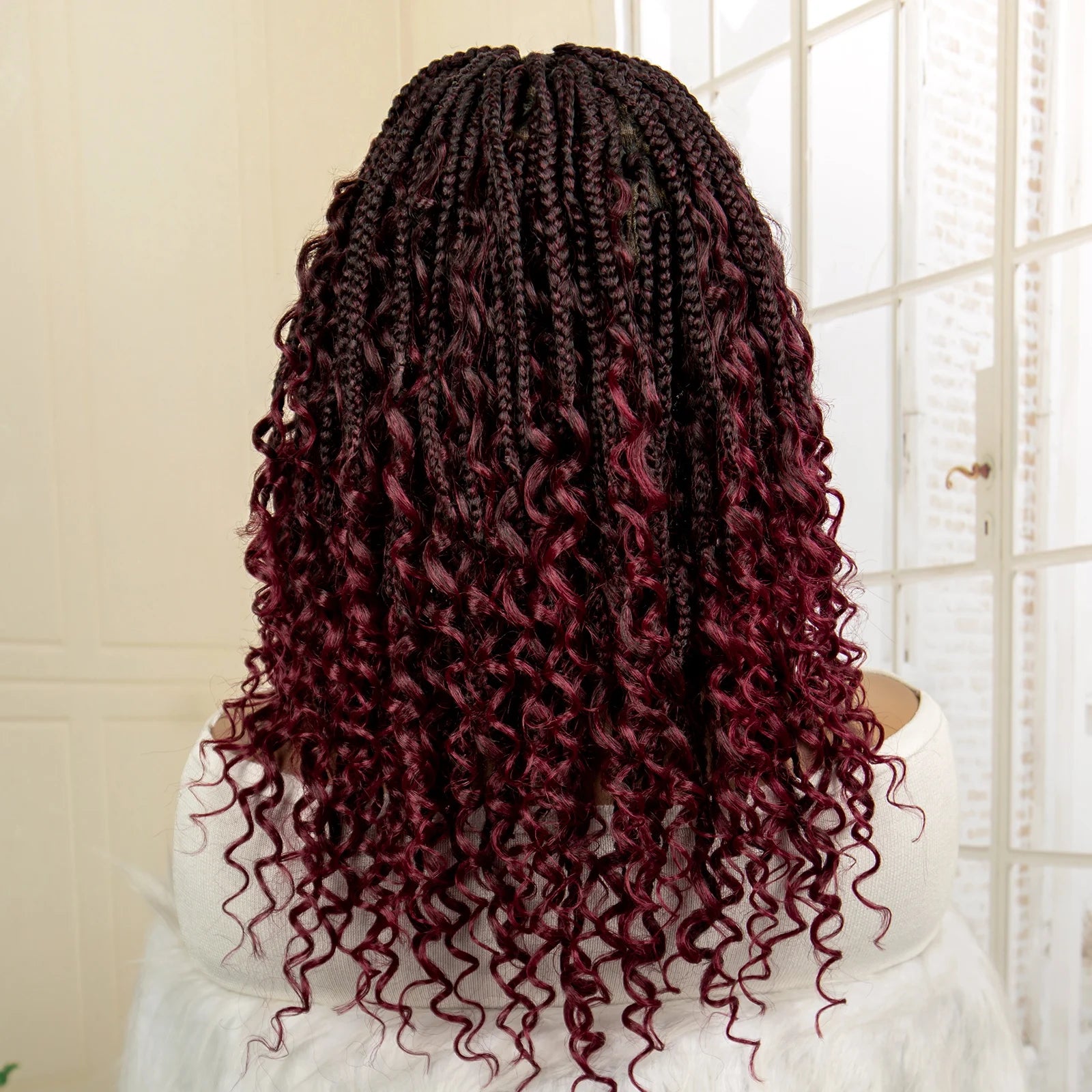 14 Inches Burgundy Box Braided Wig