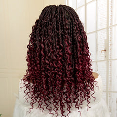 14 Inches Burgundy Box Braided Wig