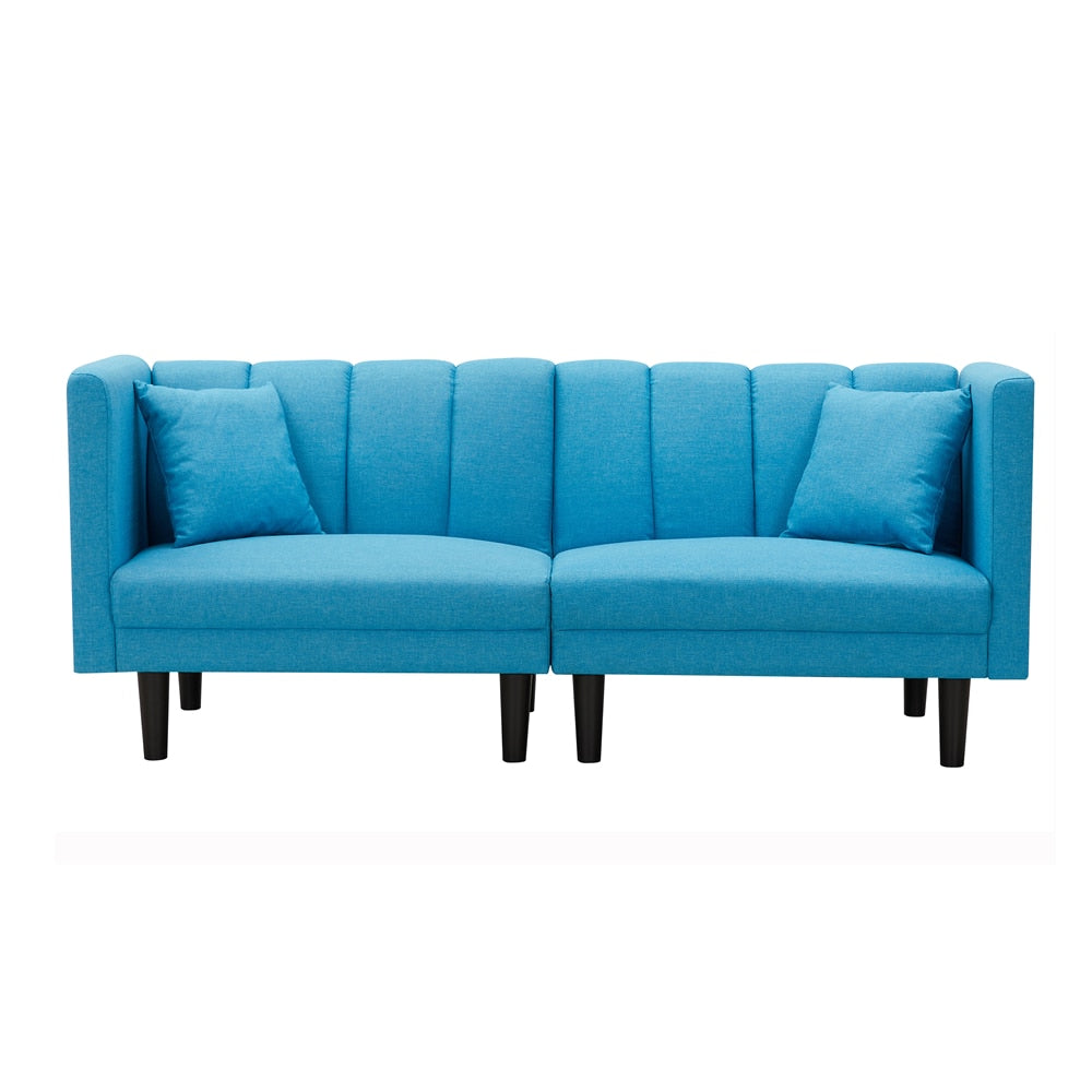 Blue Shell Sofa With Convertible Futon Sofa Bed - KeepMeDifferent