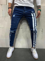 Track Print Ripped Jean's For Men