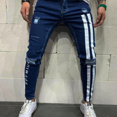 Track Print Ripped Jean's For Men