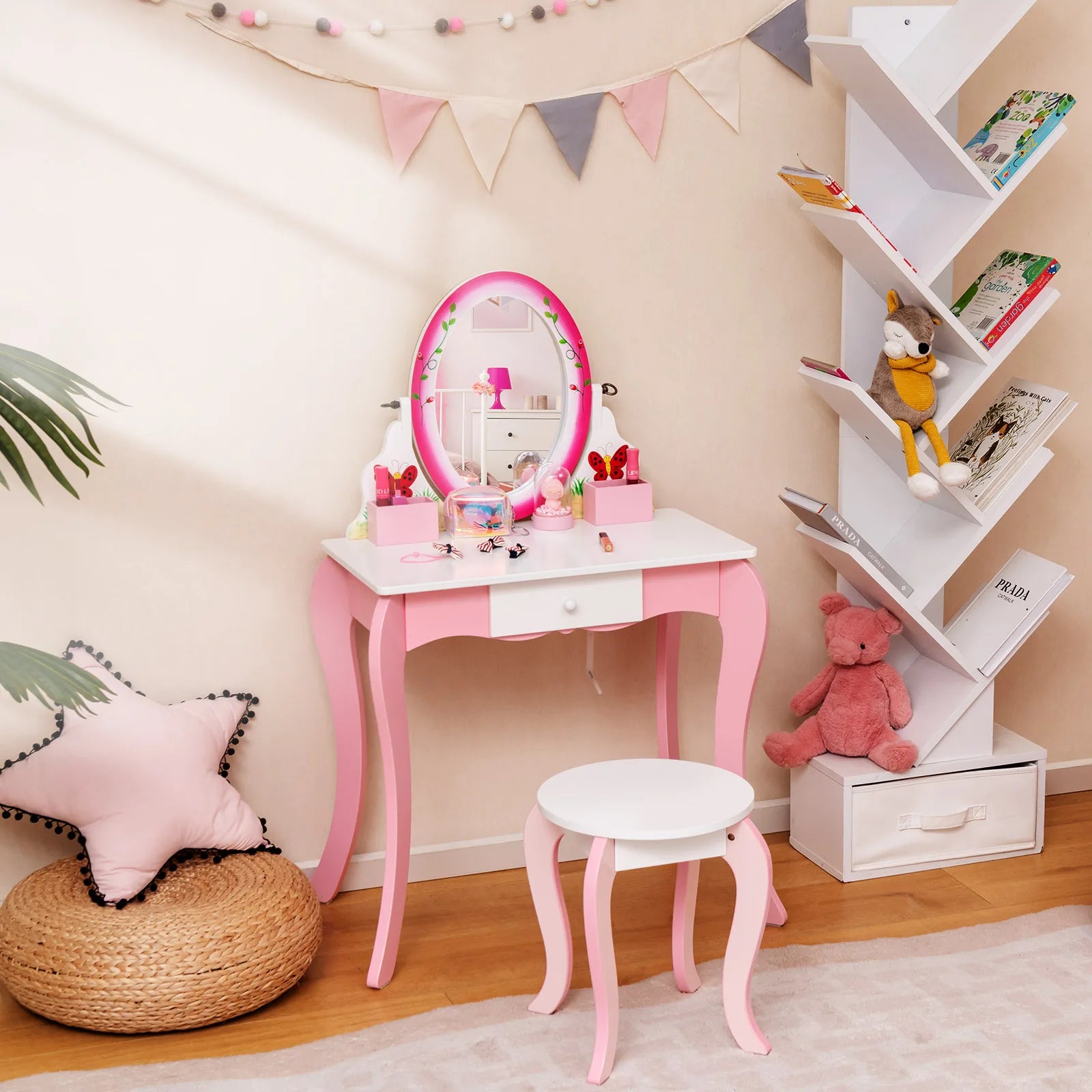 Kids Vanity Table Stool Set